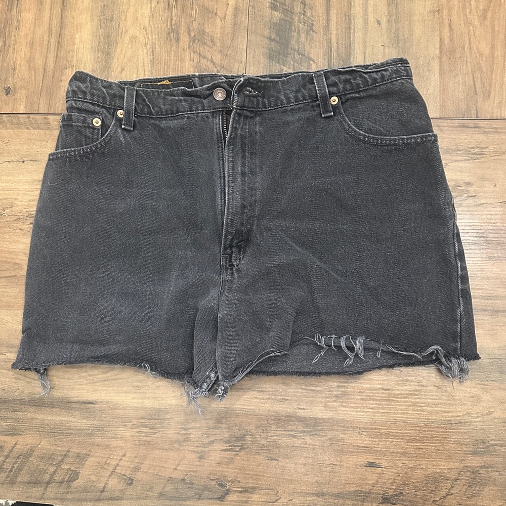 Levi's Charcoal Jean Shorts with Frayed Hem
